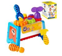 Chicco Caja de Herramientas 2 en 1, Banco de Trabajo para Niños con Herramientas de Juguete, Juego Stem con 15 Piezas Incluyendo Martillo, Destornillador y Llave Inglesa - Juegos Educativos 1-3 Años