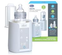 Chicco Calentador digital de biberones y esterilizador para biberones, tarros de comida para bebés y bolsas de leche, elimina el 99.9% de los gérmenes, 4 opciones de calefacción, pantalla táctil