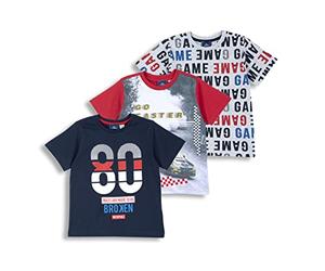 Chicco, Camiseta Niño, Set de 3 Camisetas de Manga Corta, 100% Algodón, Ideales para Primavera y Verano, Ropa Niños y Adolescentes