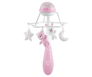 Chicco Carrusel Evolutivo Arco Iris 3en1, Móvil de Cunas y Moisés, 3 Configuraciones, Proyección de Arco Iris, Sonidos de la Naturaleza, Compatible Next2Me, Mando a Distancia, 0 Meses, Rosa