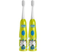 Chicco Cepillo de Dientes Eléctrico a Pilas para Niños, con Cerdas Suaves, Adecuado para Niños, Cabezal Vibrante Suave, Acción Delicada Sobre el Esmalte y las Encías Sensibles, 3Años + (Paquete de 2)