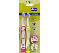 Chicco Cepillo Dental Rosa Amarillo 3-6 Años 2 uds