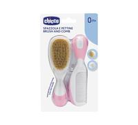 Chicco Cepillo y Peine de Cerdas Naturales Rosa