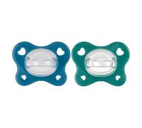 Chicco Chupete Dual Soft, Recién Nacido 16-36 Meses, Bicolor, Set de Chupetes de Silicona con Doble Suavidad, Pezón suave, Apoyan la Respiración y Fomentan el Correcto Desarrollo de la Boca,2 Pz,Niño