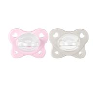 Chicco Chupete Dual Soft, Recién Nacido 2-6 Meses, Bicolor, Set de Chupetes de Silicona con Doble Suavidad, Pezón suave, Apoyan la Respiración y Fomentan el Correcto Desarrollo de la Boca, 2 Pz, Niña