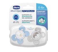 Chicco Chupete PhysioForma Comfort 0-6 Meses, Chupete para bebés con tetina de Silicona, Pezón Suave, Recién Nacido, Apoya la Respiración Fisiológica y el desarrollo correcto de la boca, Azul, 2 Pz