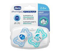 Chicco PhysioForma Light, Chupete 2-6 Meses, 2 Piezas, Chupetes con Tetina de Silicona, Ayuda a la Respiración Fisiológica y Favorece el Desarrollo Correcto de la Boca, Colores Surtidos, Azul