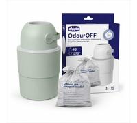 Chicco Comedero telescópico con control de olores compacto, eliminación de pañales, cesta contenedor plegable y ahorra espacio, verde + 45 bolsas sin olor
