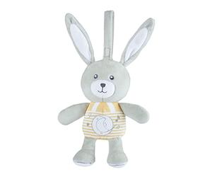 Chicco Conejito Stardust, Osito de Peluche, Juguete para Sillita o Cuna, Tejido Suave, con Luz Suave y Música Clásica, Práctica Correa, Lavable a Máquina, Juguete Suave para Recién Nacido 0 Meses