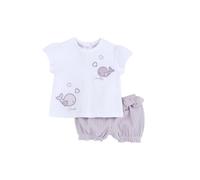 Chicco Conjunto de Camiseta Y Pantalones Cortos, Chándal, Niñas, Blanco (1), 0 meses EU