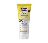 Chicco Crema Solar Mineral SPF 50 +, para Bebés, Resistente al Agua, Excelente Protección contra UVA, UVB e Infrarrojos, 0 Meses +, 75 ml