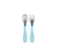 Chicco Set Cubiertos de Acero Inoxidable 18m+ Azul