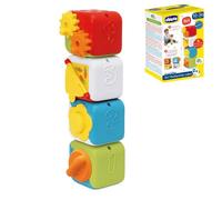 Chicco Cubi Multiactividad 2 en 1, set de 4 bloques de animales de colores, para apilar y disfrutar de un entretenimiento sensorial, actividades manuales y lógicas, juguete para niños de 10 a 36 meses