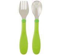 Chicco - Cubiertos inoxidables, 18m+, color verde