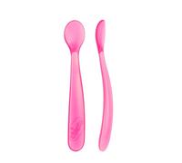 Chicco Cuchara Blanda De Silicona Con Forma Ergonómica 6M+ 2Ud, Color Rosa