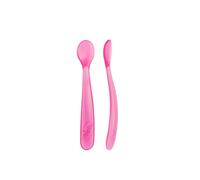 Chicco - Cuchara de silicona rosa