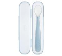 Chicco Cuchara de silicona suave para destete de 6 m + bolsa de viaje, punta flexible para proteger las encías y mango largo ergonómico, 0% BPA, ideal para viajes
