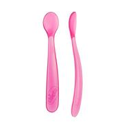 Chicco Cuchara Blanda De Silicona Con Forma Ergonómica 6M+ 2Ud, Color Rosa