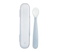 Chicco Cucharita de Inicio en Silicona con Estuche, Cucharita Suave para Recién Nacidos y Niños, Delicada y Flexible, con Mango Ergonómico y Larga Curvatura, 6+ Meses, Gris