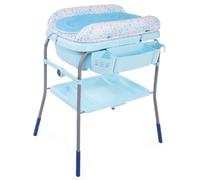 Chicco Cuddle & Bubble Bañera Bebé Ergonómica con Patas y Cambiador con Acolchado y Suave Reductor, Altura Regulable, Cierre Compacto, Organizador, Ocean Máx. 11 Kg
