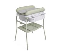 Chicco Cuddle & Bubble Bañera Bebé Ergonómica con Patas y Cambiador con Acolchado y Suave Reductor, Altura Regulable, Cierre Compacto, Organizador, para padres, max. 11 Kg, Gris y verde
