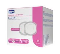 Chicco Discos Absorbentes para Lactancia Día y Noche, con Antibacteriano, Ultra Absorbentes, Suaves y Transpirables, con Tira Adhesiva para Fijar los Discos, Diseño Discreto, 60 Unidades
