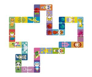 Chicco Domino Montessori 2 en 1 Juego Educativo Animales y Caminos, 24 Grandes Fichas con 3 Peones de Madera, Desarrollo de la Lógica y Creatividad para Niños, Caja con Asa para Viaje, 3 Años +