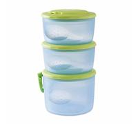 Chicco Easy Meal - Pack de tres recipientes porta papilla encajables entre ellos, 180ml y 300ml, 6m+