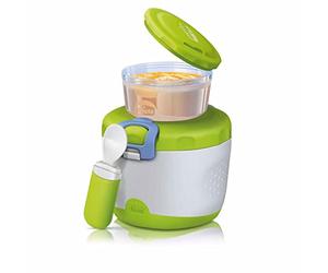 Chicco Easy Meal, Termo para la Papilla, Tupper Conjunto de Dos Recipientes para Comida y Cuchara para Potitos. Mantiene la Temperatura Hasta 6 Horas, sin BPA - 6+ Meses, Verde