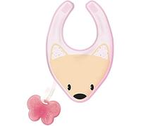 Chicco Fresh bib - Mordedor y babero 3en1, 4 m+, rosa