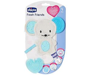 Chicco Fresh Friend - Mordedor y muñeco 3en1, 4 m+, azul