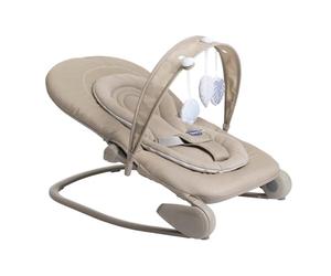Chicco Hooplà Hamaca Bebé hasta 18 kilos, Funciones Columpio y Sillón, con Barra Juego, Respaldo Ajustable y Cojín Reductor, Mecedora niños, Amaca Bebé, Cierre Compacto, Beige