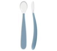 Chicco Juego de 2 cucharas de silicona suave de 6 m + cucharas de destete con punta flexible para proteger las encías, mango ergonómico largo y diseño higiénico, sin BPA, paquete de 2