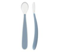 Chicco Juego de 2 cucharas de silicona suave de 6 m + cucharas de destete con punta flexible para proteger las encías, mango ergonómico largo y diseño higiénico, sin BPA, paquete de 2
