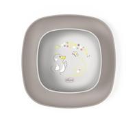 Chicco Set Platos Niños, Set Papilla Destete con 1 Plato Plano y 1 Cuenco, 2 Piezas, Set platos apilables, ahorra espacio, 12+ Meses, Gris