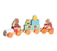 Chicco Juego de Madera, Tren Osito, Juego Montessori, 3 Personajes Exclusivos, 5 Bloques de Colores, Tren con 3 Vagones de Rueda Libre, Juguete para Niñas, Juguete para Niños 2+ años, Idea de Regalo