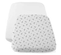 CHICCO Juego de Sábanas Bajeras Compatibles con CHICCO Next2Me, 2 Piezas, 50 x 83 cm, Algodón, 2 Sábanas Minicuna con Bordes Elásticos, Accesorios Recién Nacido +0 Meses, Blanco y Gris