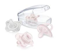 Chicco Kit Crecimiento Bebé 0-6 Meses Niña, Pack 4 Chupetes, 2 Para 0-2 Meses y 2 Para 2-6 Meses, Chupete Suave y Delicado, Apoya Respiración Fisiológica, Promueve el Desarrollo Correcto de la Boca