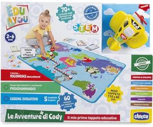 Chicco Las Aventuras de Cody, Juego Educativo Edu4You con Alfombra de Juego - Aprende a Programar y Codificar con una Alfombra Infantil de Gran Tamaño 110 x 80 cm - Juguete para Niños de 2 a 6 Años