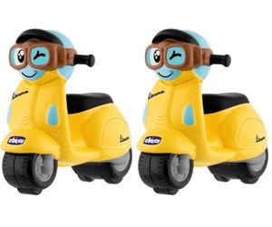 Chicco - Mini Moto Vespa Turbo Touch, Juguete Bebés y Niños de 2 a 6 Años, Vehículo De Ruedas con Carga por Retroceso, Motos de Juguete Coleccionable, Color Amarillo (Paquete de 2)