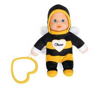 Chicco Mini Muñeca My Doudou Abeja, Altura 18 cm, muñeca de Trapo Suave con Cabeza de Vinilo y Detalles Pintados, Juego sensorial con Anillo en Forma de corazón y Colores, Lavable a máquina, 0+ M