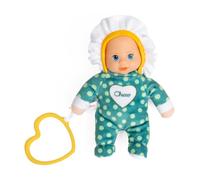 Chicco Mini Muñeca My Doudou Doll Flor, Altura 18 cm, muñeca de Tela Suave con Cabeza de Vinilo y Detalles Pintados, Juego sensorial con Anillo en Forma de corazón y Colores, Lavable a máquina, 0+ M