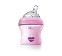 Chicco NaturalFeeling Biberón Anticólicos 0 Meses, 150 ml, con Tetina Inclinada de Silicona Suave y Doble Válvula Anti Cólicos, Alimentación Natural y Lactancia Mixta - Rosa