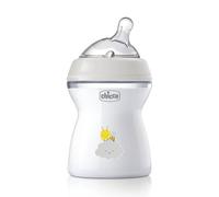 Chicco NaturalFeeling Biberón Anticólicos 2+ Meses, 250 ml, con Tetina Inclinada de Silicona Suave y Doble Válvula Anti Cólicos, Alimentación Natural y Lactancia Mixta - Beige
