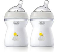 Chicco NaturalFeeling Biberón Anticólicos 2+ Meses, 250 ml, con Tetina Inclinada de Silicona Suave y Doble Válvula Anti Cólicos, Alimentación Natural y Lactancia Mixta - Beige (Paquete de 2)