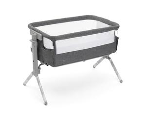 Chicco Next2Me Armonia, Cuna para recién nacidos, Cuna Colecho, barandilla abatible, 11 niveles de altura, altura regulable de 66 a 83 cm, 4 ruedas, excelente circulación del aire, Gris Oscuro Melange