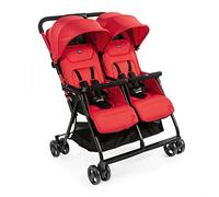 Chicco OHlalà Twin Silla de Paseo Gemelar desde 0 Meses hasta 15 kg para Gemelos y Hermanos, Cochecito Doble Reclinable y Plegable, Muy Ligero, Plegado Compacto, Cubierta para Lluvia - Color Rojo