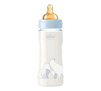 Chicco ORIGINAL TOUCH Biberón Anticólicos con Tetina de Látex 100% Natural, Biberón con Flujo Ajustable 2+ Meses, Biberón de Plástico de 250 ml para Recién Nacidos, Azul