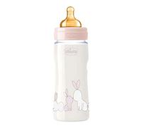 Chicco ORIGINAL TOUCH Biberón Anticólicos con Tetina de Látex 100% Natural, Biberón con Flujo Ajustable 2+ Meses, Biberón de Plástico de 250 ml para Recién Nacidos, Rosa