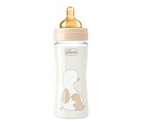 Chicco ORIGINAL TOUCH Biberón Anticólicos con Tetina de Látex 100% Natural, Biberón con Flujo Normal 2+ Meses, Biberón de Plástico de 250 ml para Recién Nacidos, Cristal Vidrio Gris